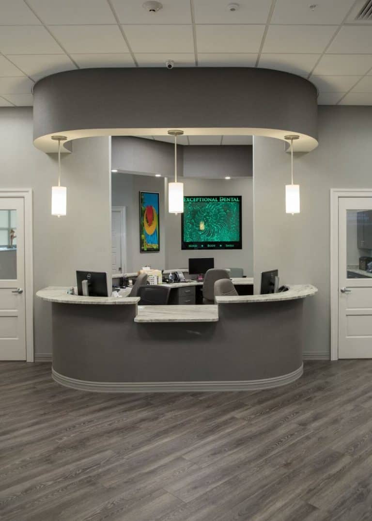 Front desk of Exceptional Dental’s Mid-City dental office in New Orleans