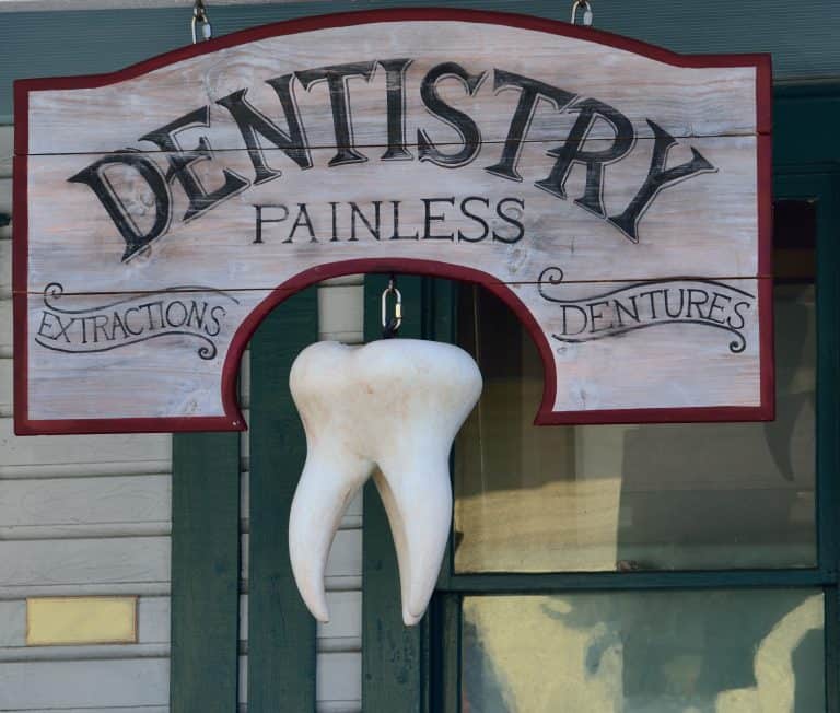 A signage at a dental office
