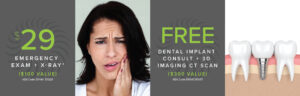 Book your $29 emergency or free dental implant consult with Exceptional Dental today